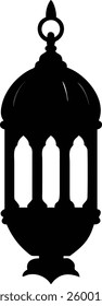 a black and white silhouette of a lantern