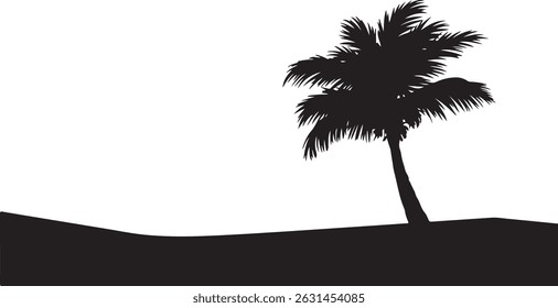 A black and white silhouette of a large tree. Tree element to create a group of plants somewhere