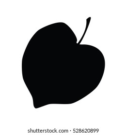 A black and white silhouette of a leaf