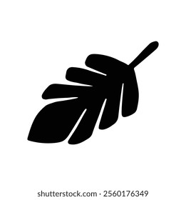 black and white silhouette leaf oak of a tree illustration hand drawn vector