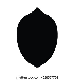 A black and white silhouette of a lemon