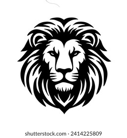 black and white silhouette of a lion's head, made with infinite design