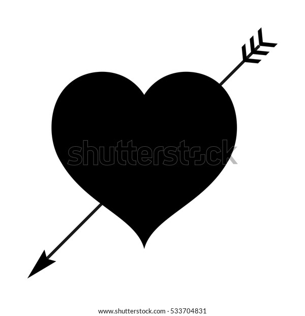 Black White Silhouette Love Heart Arrow Stock Vector Royalty Free 533704831