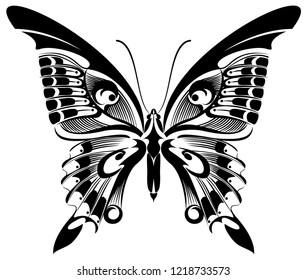 Black & White silhouette of machaon butterfly