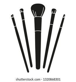 Black and white silhouette make up brush set. St valentine gift for woman. Beauty themed vector illustration for stamp, label, certificate, badge, brochure, card, poster, coupon or banner decoration