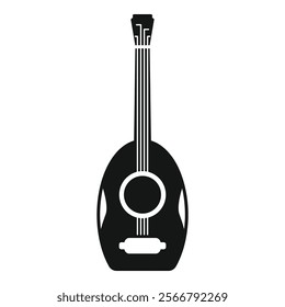 Black and white silhouette of a mandolin, a stringed musical instrument