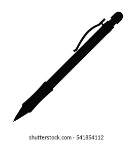 A black and white silhouette of a mechanical pencil