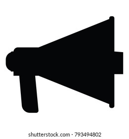 A black and white silhouette of a megaphone