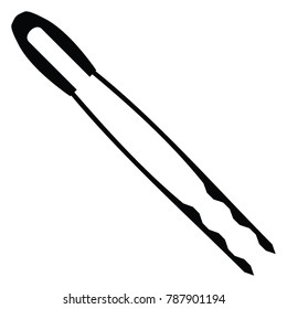 A black and white silhouette of a pair of barbecue tongs