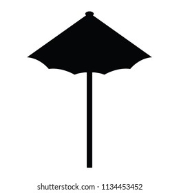 A black and white silhouette of a parasol