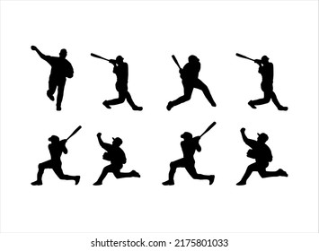 black and white silhouette of people playing baseball