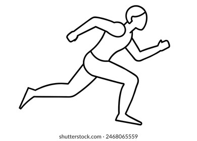 Black and white silhouette of person running on a white background