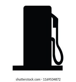 A black and white silhouette of a petrol pump