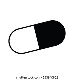 A black and white silhouette of a pill