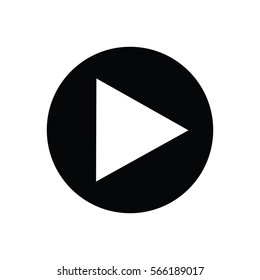 A black and white silhouette of a play button