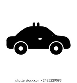 Black and white silhouette of a police car. Vector illustration