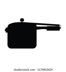 A black and white silhouette of a pressure cooker