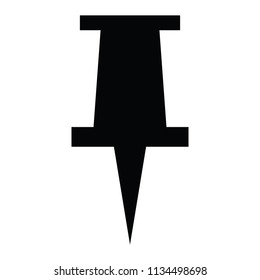 A black and white silhouette of a push pin