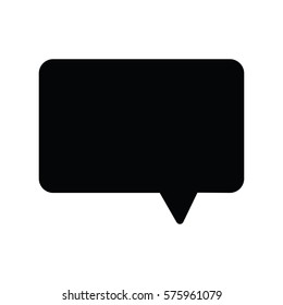 A black and white silhouette of a rectangular speech bubble 
