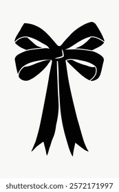 Black and white silhouette ribbon bow graphic vector. Silhouette ribbon bow illustration vector. Ribbon bow vector element. Graphic silhouette vector illustration on white background