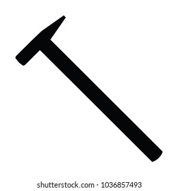 A black and white silhouette of a rock hammer