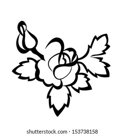Black and white silhouette of rose