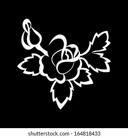 Black and white silhouette of rose