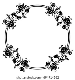 Black White Silhouette Round Frame Decorative Stock Vector (royalty 