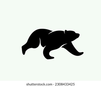 black white silhouette run bear logo symbol design template illustration inspiration