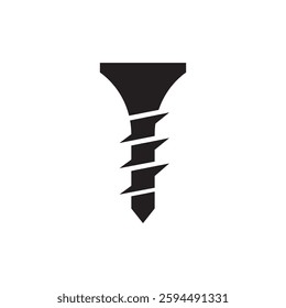 Black and white silhouette of a screw icon