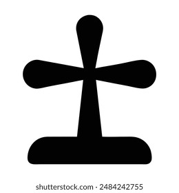 Black and white silhouette of a simple cross on a stand. Vector illustration
