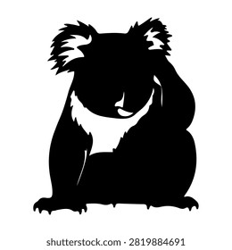 Black and white silhouette of a small hamster sitting, highlighting its adorable features and fluffy fur in a simple, clean style.