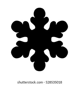 A black and white silhouette of a snowflake