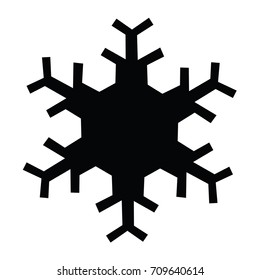 A black and white silhouette of a snowflake