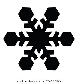 A black and white silhouette of a snowflake