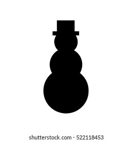 A black and white silhouette of a snowman in a top hat