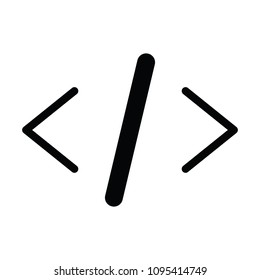 A black and white silhouette of some coding brackets