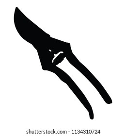 A black and white silhouette of some secateurs