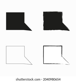 Silueta en blanco y negro del icono del chat cuadrado sobre fondo blanco. Signo de mensaje. Ilustración vectorial. Imagen de archivo. 