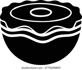 Black and white silhouette of stacked donuts in a bowl