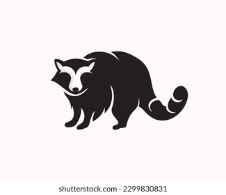 black white silhouette stand raccoon logo symbol design template illustration inspiration