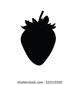 A Black And White Silhouette Of Strawberry