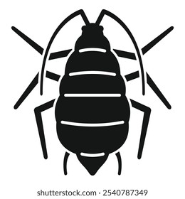 Black and white silhouette of a striped beetle crawling with long legs