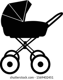 black and white silhouette of a stroller