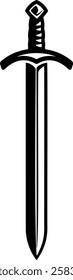 black and white silhouette of a sword without background