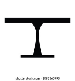 A black and white silhouette of a table