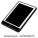 Black and white silhouette of a tablet computer. Vector illustration