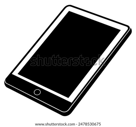 Black and white silhouette of a tablet computer. Vector illustration
