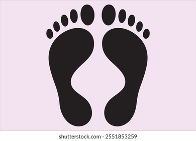 Black and white silhouette of two human footprints.