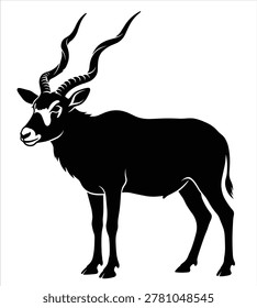 black and white silhouette vector of a Addax animal